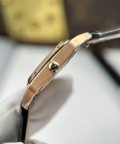 Đồng hồ Cartier Santos Dumont Rep 11 mặt xám bạc dây da 43.5×31 (2)