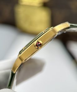 Đồng hồ Cartier Santos Dumont Rep cao cấp màu xanh lá cây dây da 43.5×31 (1)