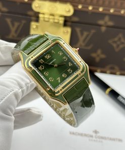 Đồng hồ Cartier Santos Dumont Rep cao cấp màu xanh lá cây dây da 43.5×31 (1)