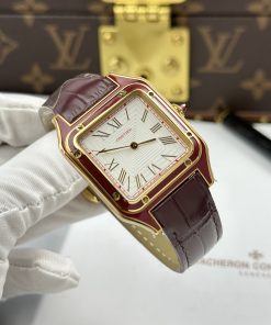 Đồng hồ Cartier Santos Dumont Replica 11 mặt trắng cọc số la mã 43.5×31 (1)