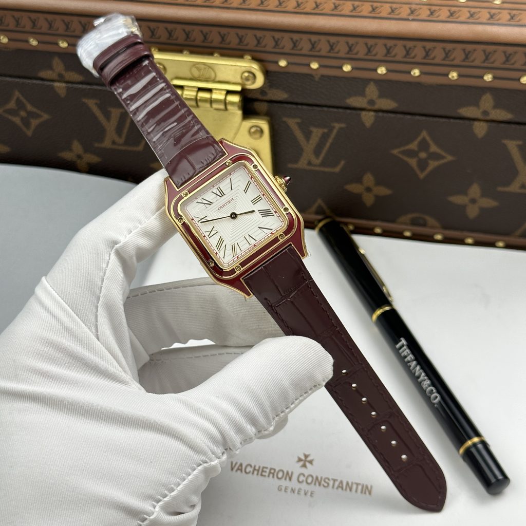 Đồng hồ Cartier Santos Dumont Replica 11 mặt trắng cọc số la mã 43.5×31 (1)