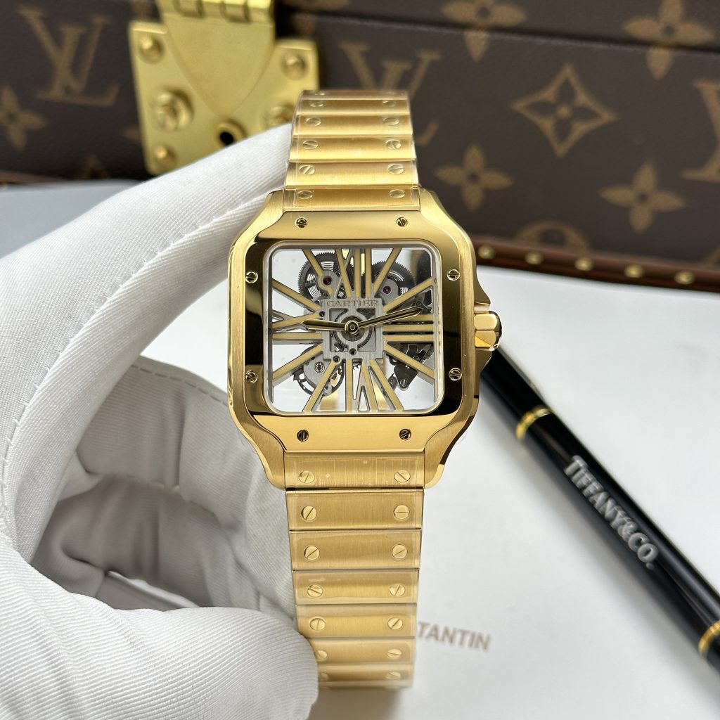 Đồng hồ Cartier Santos Replica 11 mặt lộ cơ bộ máy cót thủ công 39 (2)