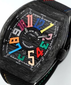 Đồng hồ Franck Muller Vanguard V45 Rep 11 vỏ carbon cọc số chỉ giờ 7 màu xưởng ABF 45mm (9)