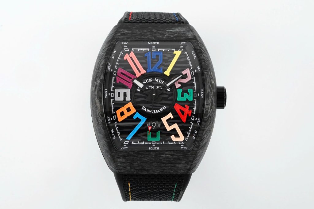 Đồng hồ Franck Muller Vanguard V45 Rep 11 vỏ carbon cọc số chỉ giờ 7 màu xưởng ABF 45mm (9)
