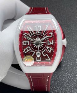 Đồng hồ Franck Muller Vanguard V45 Rep 11 vỏ gốm trắng mặt số màu đỏ xưởng ABF 45mm (2)