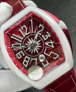 Đồng hồ Franck Muller Vanguard V45 Rep 11 vỏ gốm trắng mặt số màu đỏ xưởng ABF 45mm (2)