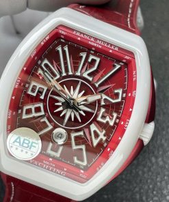 Đồng hồ Franck Muller Vanguard V45 Rep 11 vỏ gốm trắng mặt số màu đỏ xưởng ABF 45mm (2)