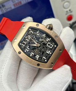 Đồng hồ Richard Mille RM67-01 Replica 11 vỏ mạ vàng hồng dây cao su đỏ 38 (2)