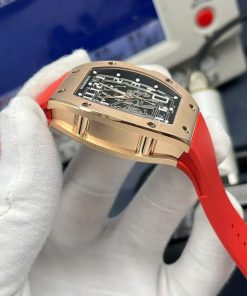Đồng hồ Richard Mille RM67-01 Replica 11 vỏ mạ vàng hồng dây cao su đỏ 38 (2)