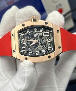 Đồng hồ Richard Mille RM67-01 Replica 11 vỏ mạ vàng hồng dây cao su đỏ 38 (2)