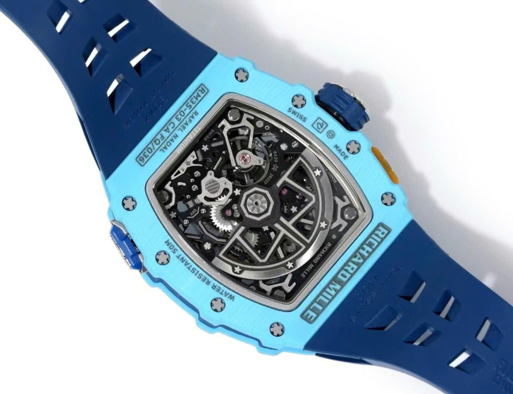 Đồng hồ Richard Mille Rep cao cấp RM35-03 màu xanh pastel dây cao su 43 (2)