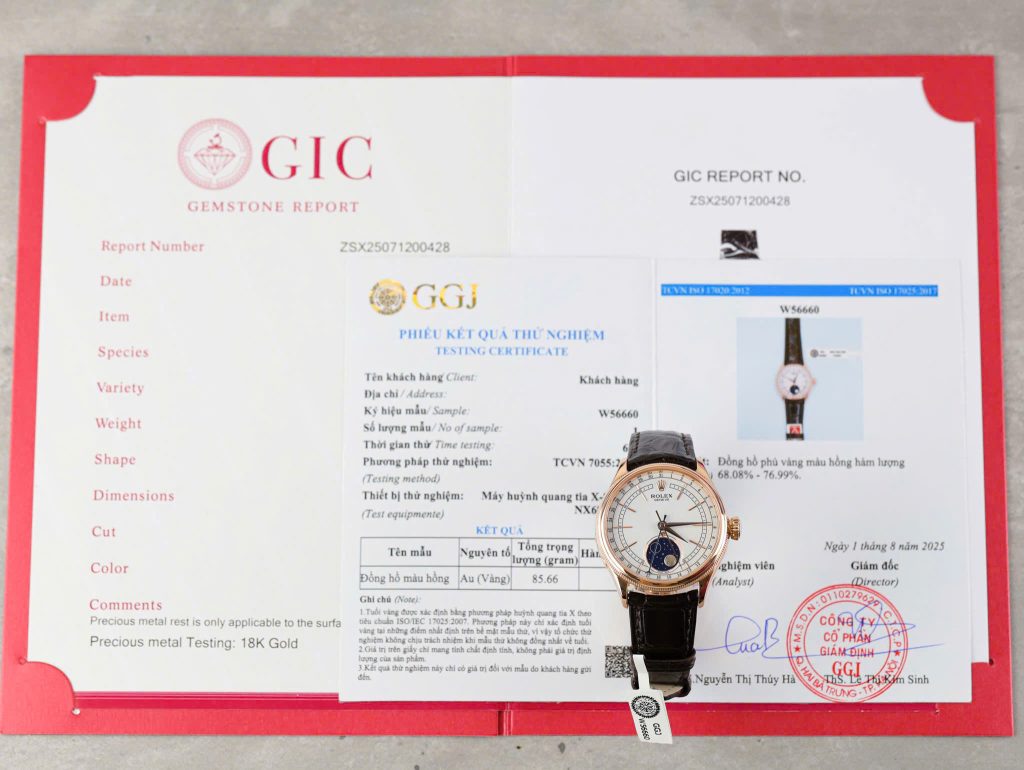 Đồng hồ Rolex Cellini Moonphase 50535 chế tác vỏ bọc vàng thật dây da 39mm (2)