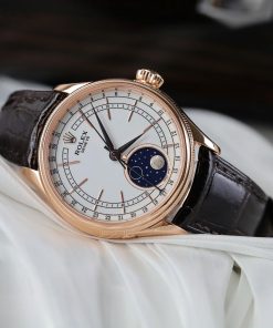 Đồng hồ Rolex Cellini Moonphase 50535 chế tác vỏ bọc vàng thật dây da 39mm (2)