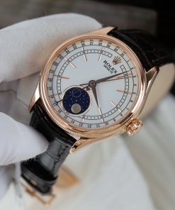 Đồng hồ Rolex Cellini Moonphase 50535 chế tác vỏ bọc vàng thật dây da 39mm (2)