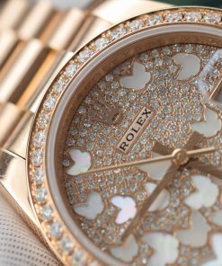 Đồng hồ Rolex DateJust mặt số butterfly chế tác bọc vàng thật viền đính kim cương moissanite 31mm (2)