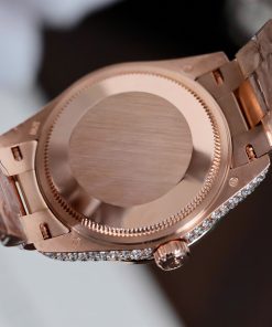 Đồng hồ Rolex DateJust nữ chế tác đính full moissanite vỏ bọc vàng hồng 31mm (2)
