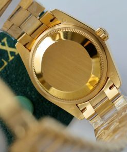 Đồng hồ Rolex DateJust nữ mặt vàng champagne chế tác bọc vàng thật đính kim cương moissanite 31mm (2)