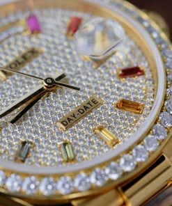 Đồng hồ Rolex Day-Date chế tác bọc vàng 18K độ kim cương moissanite nhà máy GM 36mm (2)