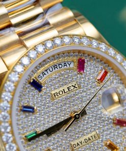 Đồng hồ Rolex Day-Date chế tác bọc vàng 18K độ kim cương moissanite nhà máy GM 36mm (2)