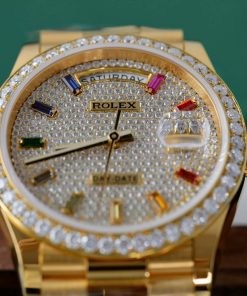 Đồng hồ Rolex Day-Date chế tác bọc vàng 18K độ kim cương moissanite nhà máy GM 36mm (2)