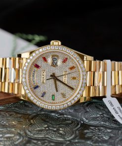 Đồng hồ Rolex Day-Date chế tác bọc vàng 18K độ kim cương moissanite nhà máy GM 36mm (2)