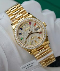 Đồng hồ Rolex Day-Date chế tác bọc vàng 18K độ kim cương moissanite nhà máy GM 36mm (2)