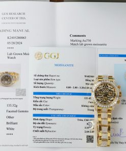Đồng hồ Rolex Daytona Eye Of Tiger Replica 11 bọc vàng thật đính kim cương moissanite HongKong 40mm (2)