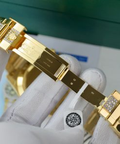 Đồng hồ Rolex Daytona Eye Of Tiger Replica 11 bọc vàng thật đính kim cương moissanite HongKong 40mm (2)