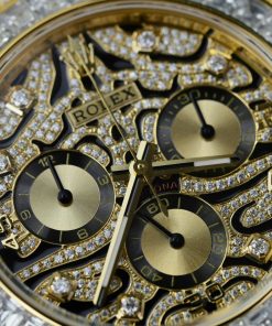 Đồng hồ Rolex Daytona Eye Of Tiger Replica 11 bọc vàng thật đính kim cương moissanite HongKong 40mm (2)