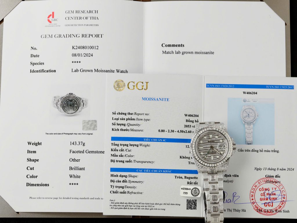 Đồng hồ Rolex GMT-Master II Replica 11 đính full kim cương moissanite HongKong 40mm (2)