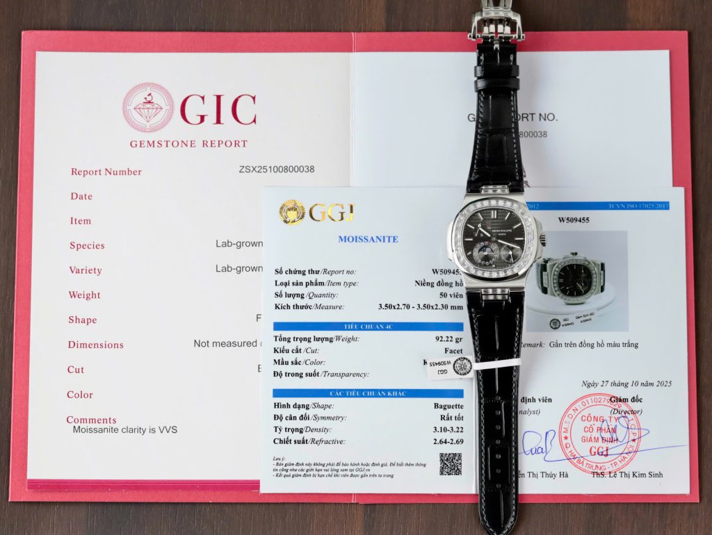 Đồng hồ nam Patek Philippe Nautilus 5724 Replica 11 đính moissanite baguette HongKong 40mm (2)