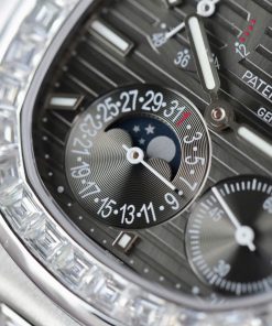 Đồng hồ nam Patek Philippe Nautilus 5724 Replica 11 đính moissanite baguette HongKong 40mm (2)