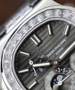 Đồng hồ nam Patek Philippe Nautilus 5724 Replica 11 đính moissanite baguette HongKong 40mm (2)