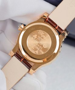 Đồng hồ nữ Chopard chế tác bọc vàng hồng 18K vỏ đính full moissanite HongKong 34mm (2)