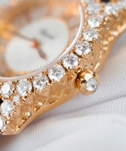 Đồng hồ nữ Chopard chế tác bọc vàng hồng 18K vỏ đính full moissanite HongKong 34mm (2)