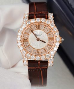 Đồng hồ nữ Chopard chế tác bọc vàng hồng 18K vỏ đính full moissanite HongKong 34mm (2)