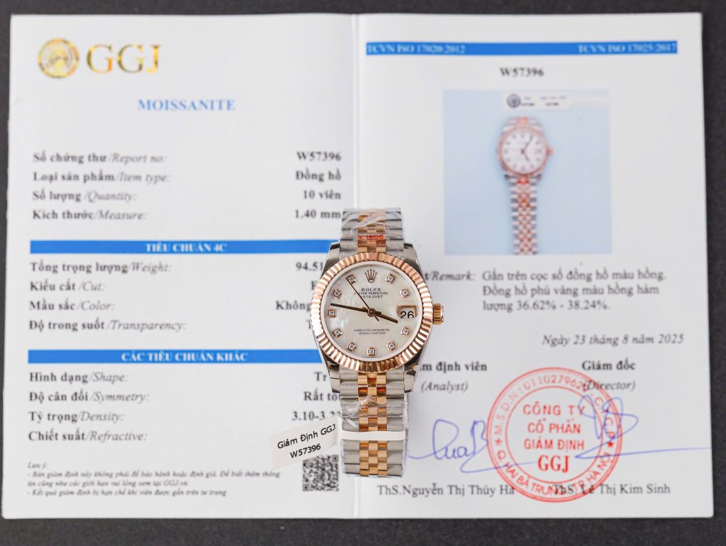 Đồng hồ nữ Rolex DateJust chế tác mặt khảm xà cừ vỏ bọc vàng thật xưởng GM 31mm (2)