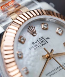 Đồng hồ nữ Rolex DateJust chế tác mặt khảm xà cừ vỏ bọc vàng thật xưởng GM 31mm (2)