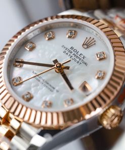 Đồng hồ nữ Rolex DateJust chế tác mặt khảm xà cừ vỏ bọc vàng thật xưởng GM 31mm (2)