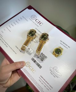 Đồng hồ nữ Rolex DateJust chế tác mặt xanh lá cây bọc vàng thật 31mm (2)