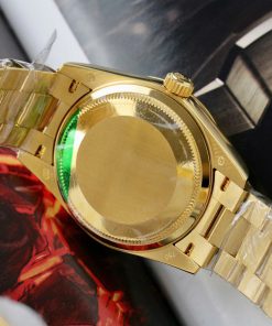 Đồng hồ nữ Rolex DateJust chế tác mặt xanh lá cây bọc vàng thật 31mm (2)